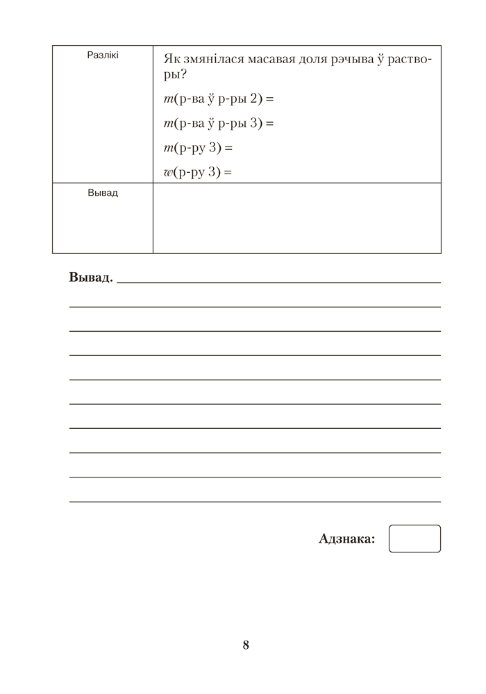 Сшытак для практычных работ па хiмii для 9 класа