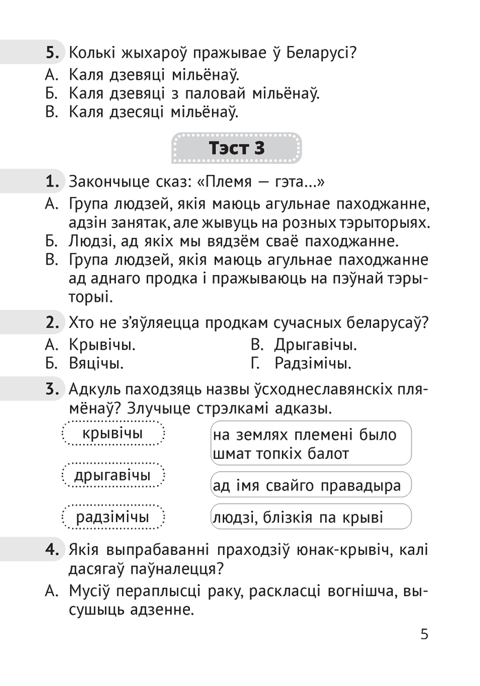 Чалавек і свет. Мая Радзіма — Беларусь. 4 клас. Тэсты