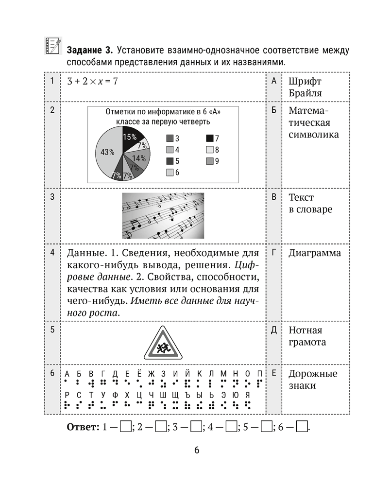 Информатика. Рабочая тетрадь для 6 класса