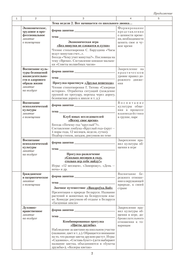 Группа продленного дня. 1 класс. Примерное календарно-тематическое планирование. 2025/2026 учебный год