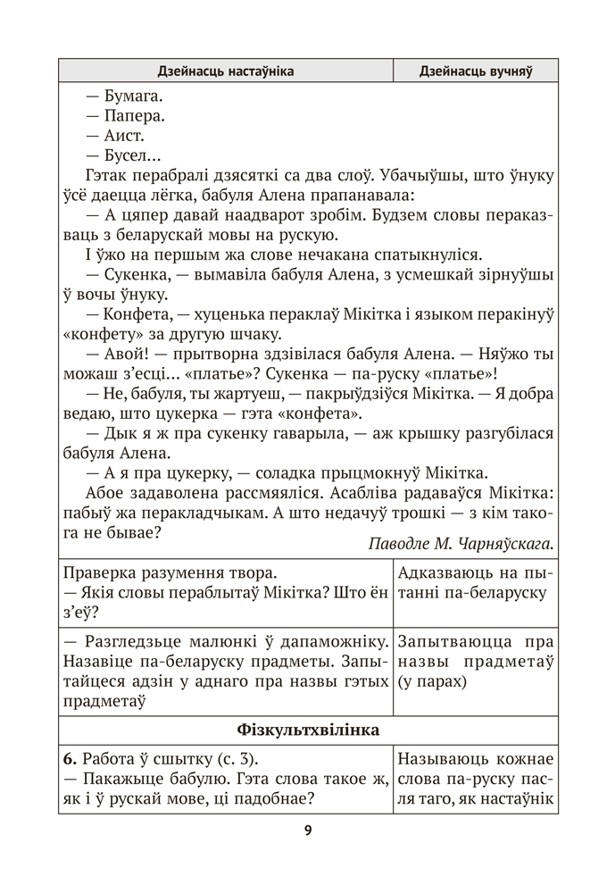 Беларуская мова. План-канспект урокаў. 1 клас